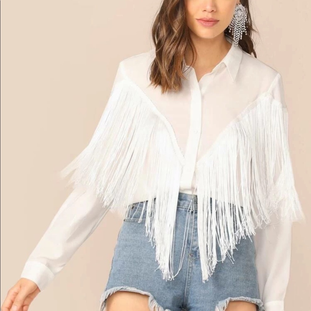 Chevron Fringe Trim Shirt